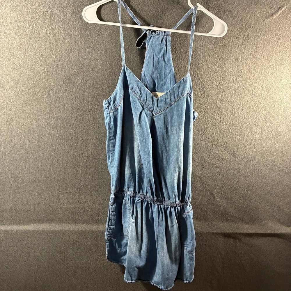 lovestitch women mini dress medium chambray tank coastal beachy vacation spring